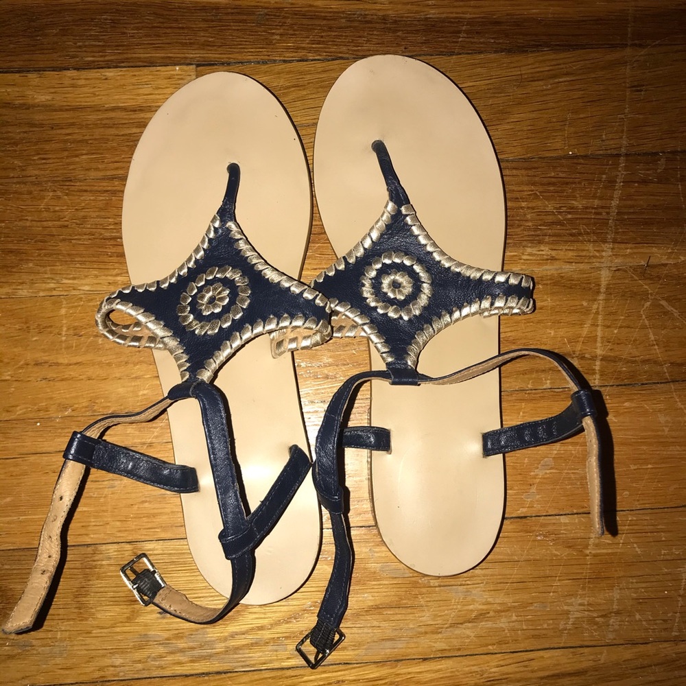 Navy and gold Jack Rogers sandals size 7M